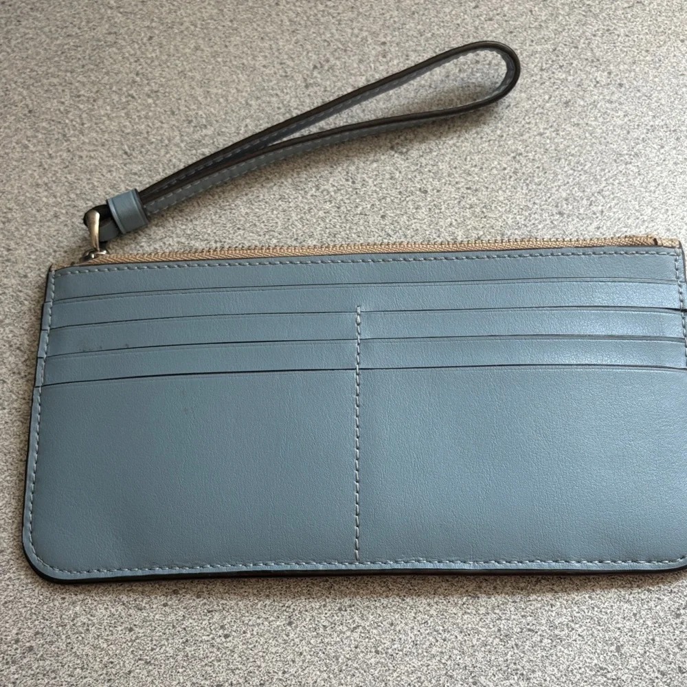 Coach Beige and Light Blue Wristlet - Picture 2 of 4